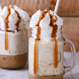 Caramel Frappuccino with whipped cream topping