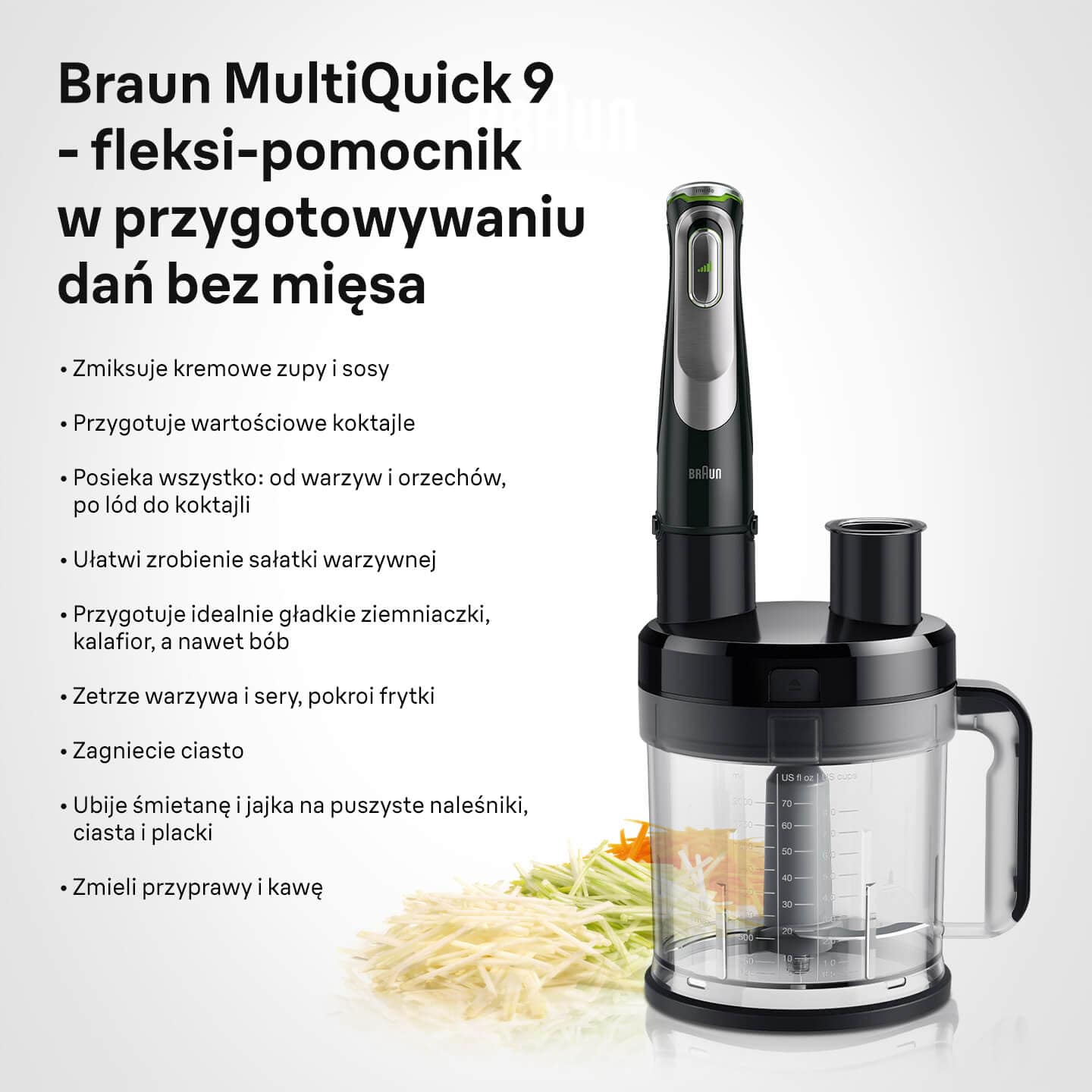 Braun MultiQuick 9 - fleksi-pomocnik w przygotowywaniu dań bez mięsa - infografika