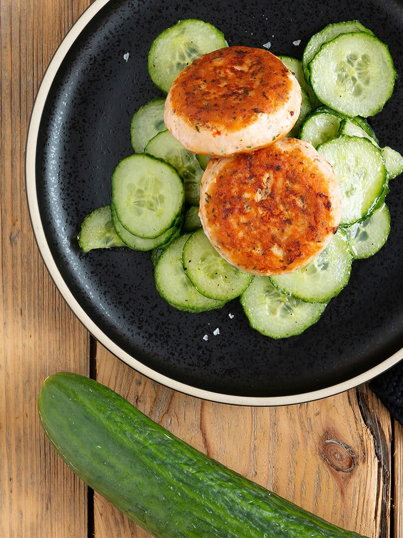 Asia Fish Patties with Cucumber Salad